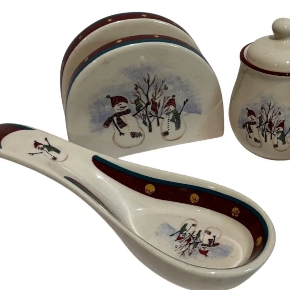 Royal Seasons Napkin spoon sugar‎ creamer Holiday collector stoneware set x-mas